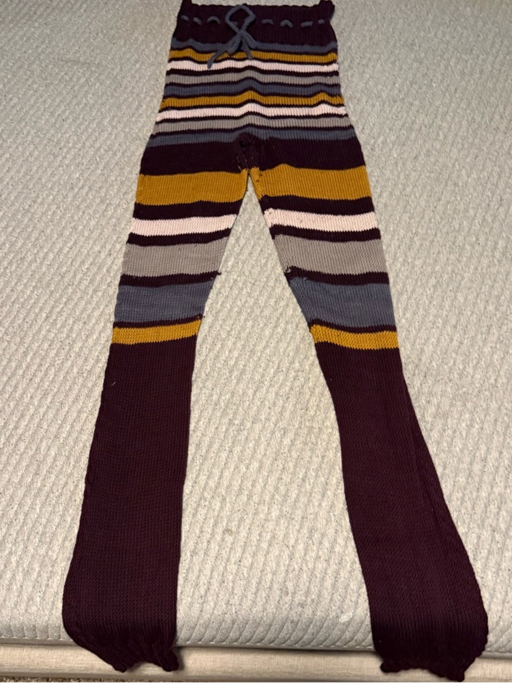Striped Knit Leggings in Plum and Mustard